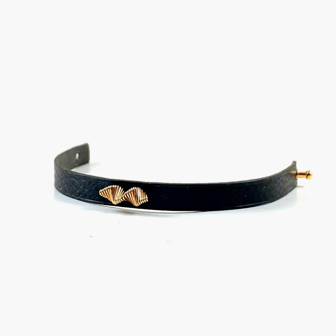 Helix Leather Bracelet- Black