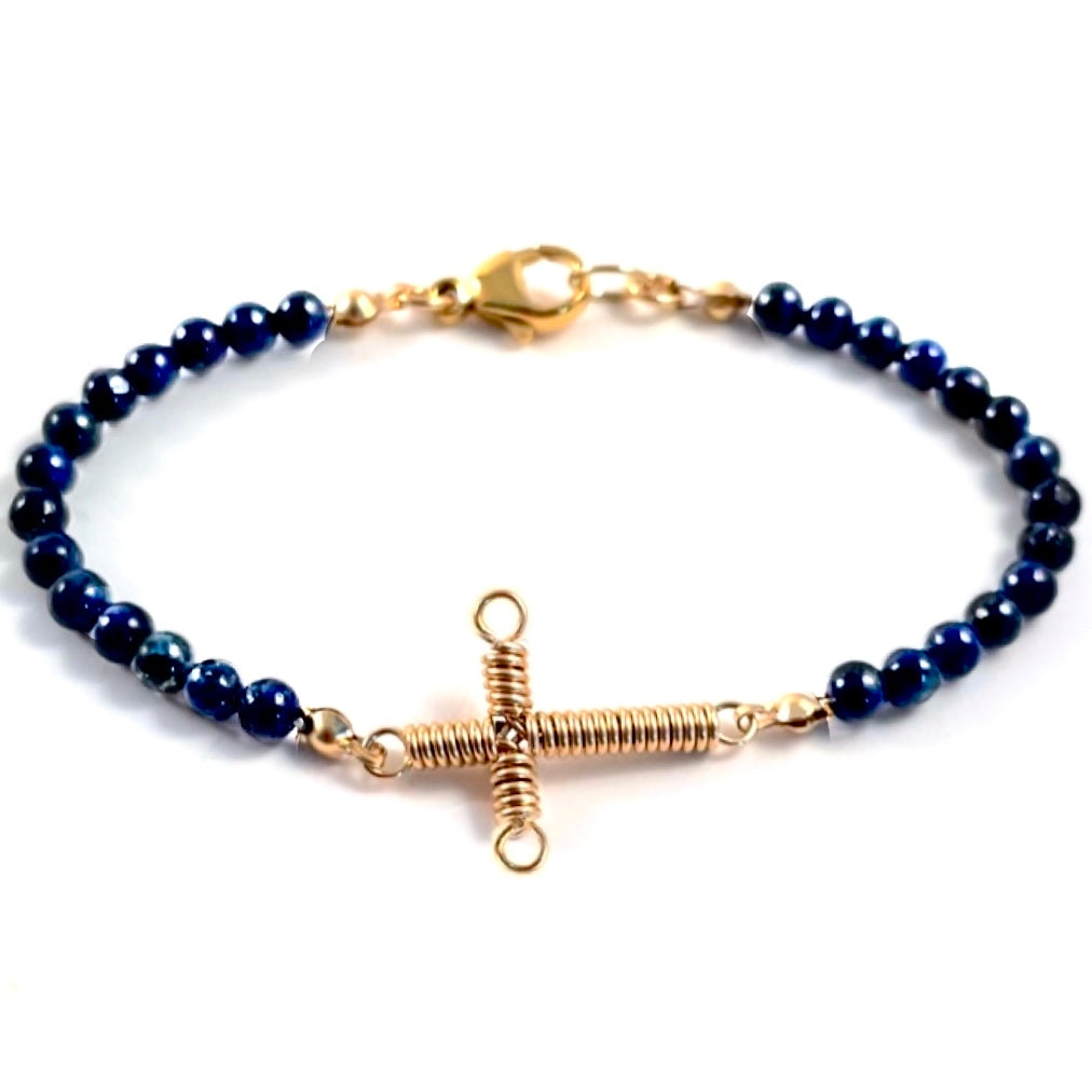 Lapis Lazuli Cross Bracelet