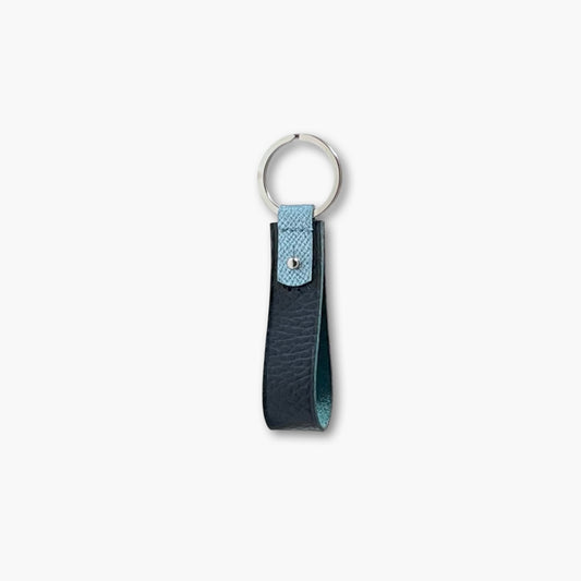 Racer Leather Key Ring- Navy