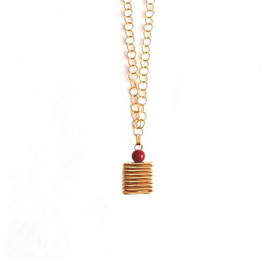 Coral Flask Pendant Necklace